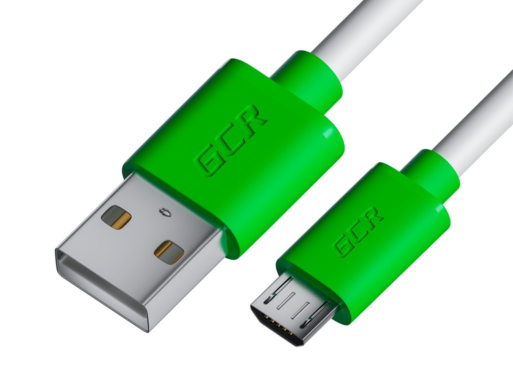 

Аксессуар GCR USB - MicroUSB 3m White-Green GCR-53229, GCR-53229