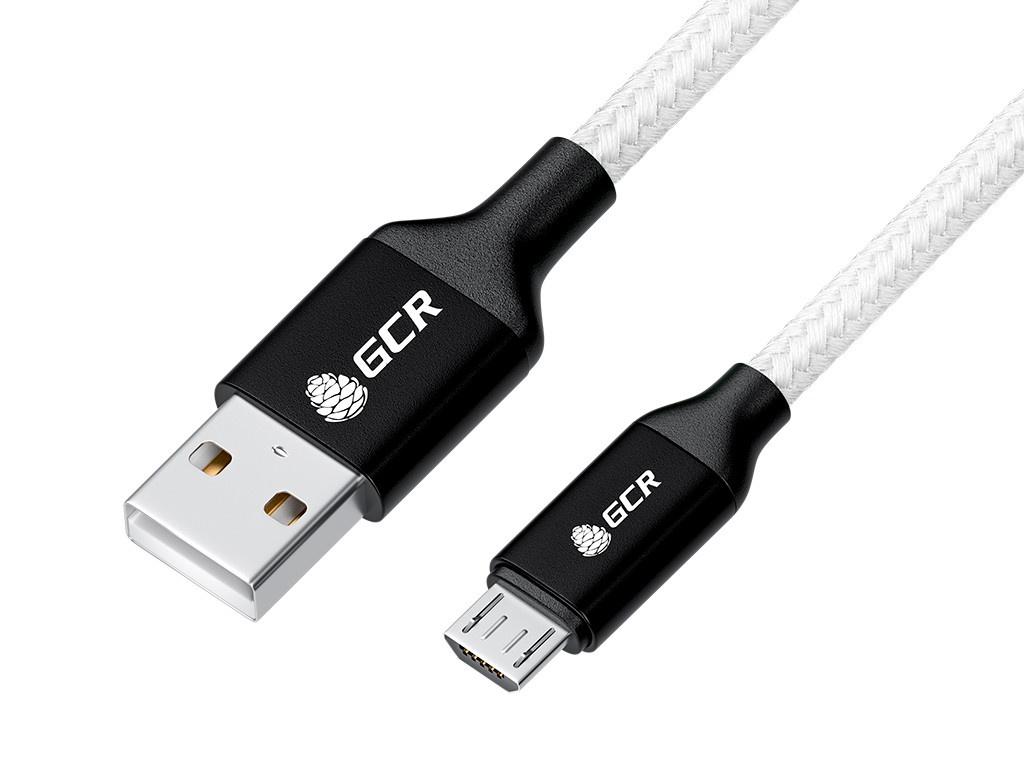 

Аксессуар GCR USB - MicroUSB 1.2m White-Black GCR-53629, GCR-53629
