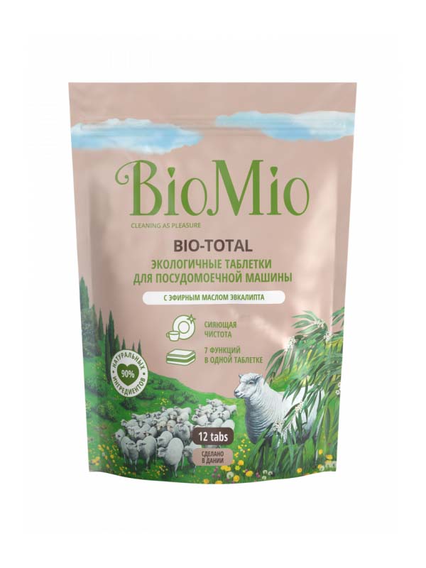 Таблетки для посудомоечных машин BioMio Bio-Total с эфирным маслом эвкалипта 12шт 10544