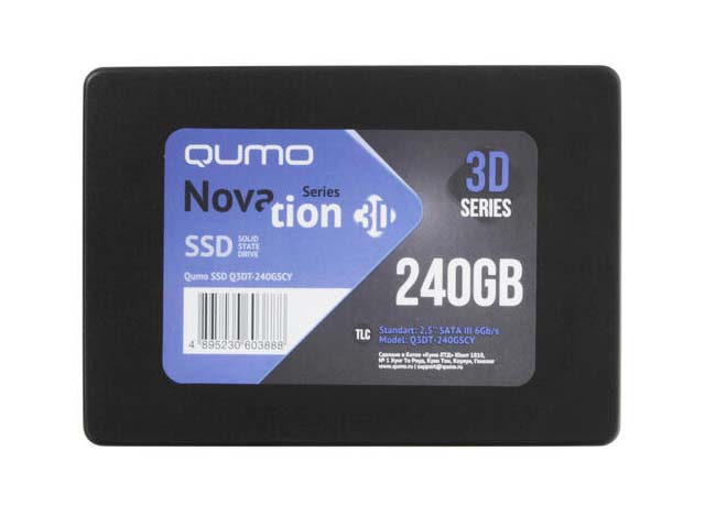 

Твердотельный накопитель Qumo Novation TLC 3D 240Gb Q3DT-240GSCY, Q3DT-240GSCY