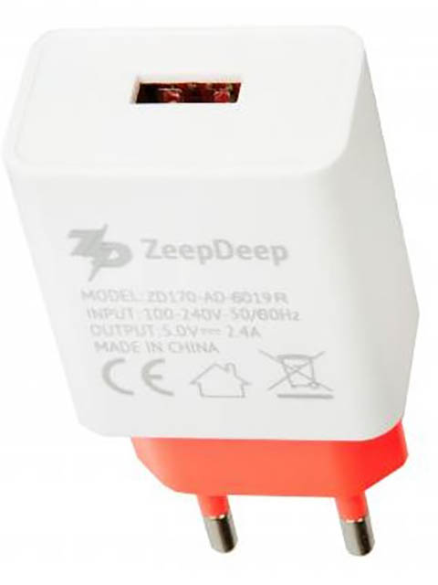фото Зарядное устройство zeepdeep energyplug 1xusb 2.4a 802074