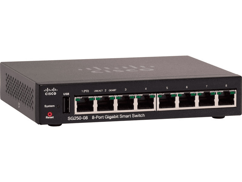 Коммутатор Cisco SG250-08HP-K9-EU