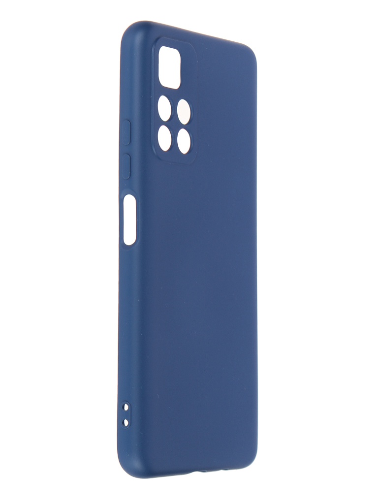 Чехол DF для Poco M4 Pro (5G) c микрофиброй Silicone Blue poOriginal-05