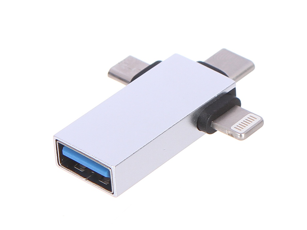 фото Аксессуар palmexx lightning + microusb + usb-c - usb 3.0 px/adapt-lmc-usb-sil