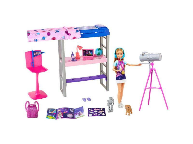 

Кукла Mattel Barbie Спальня Космос с куклой Стейси, телескопом и кроватью GTW33, Спальня Космос с куклой Стейси телескопом и кроватью GTW33