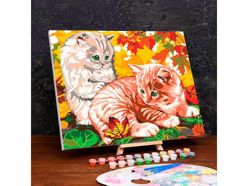 

Картина по номерам Школа талантов Котята в листве 40x50cm 4971862, Котята в листве
