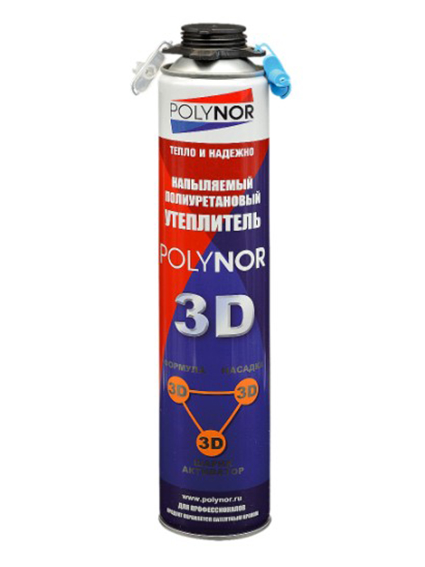 фото Напыляемый полиуретановый утеплитель polynor 3d 890ml