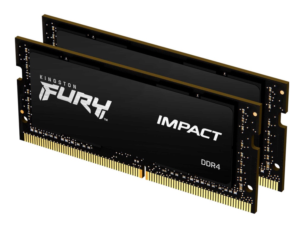 Модуль памяти Kingston Fury Impact DDR4 SO-DIMM 2666Mhz PC21300 CL16 - 64Gb Kit (2x32Gb) KF426S16IBK2/64 модуль памяти kingston fury impact ddr4 so dimm 2666mhz pc21300 cl16 64gb kit 2x32gb kf426s16ibk2 64