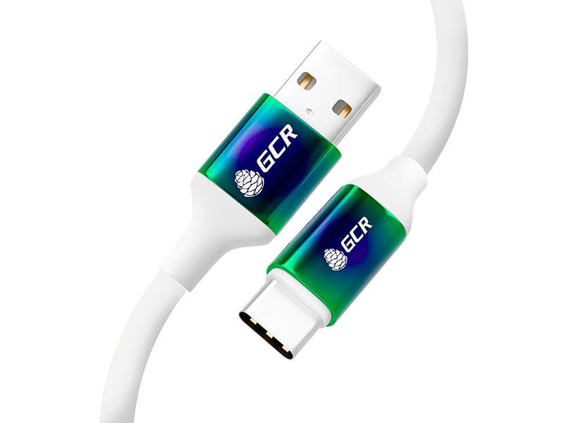 

Аксессуар GCR USB - Type-C 2m White Gradient GCR-53742, GCR-53742