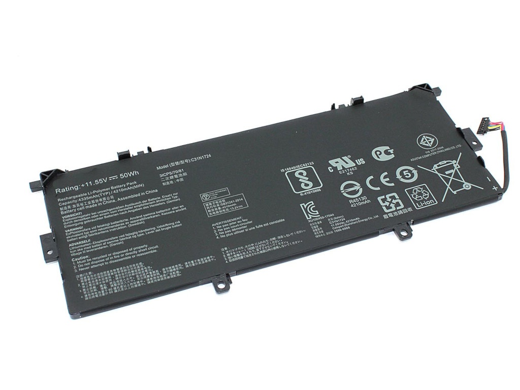 фото Аккумулятор vbparts (схожий с c31n1724) для asus zenbook 13 ux331un 11.55v 50wh 084528