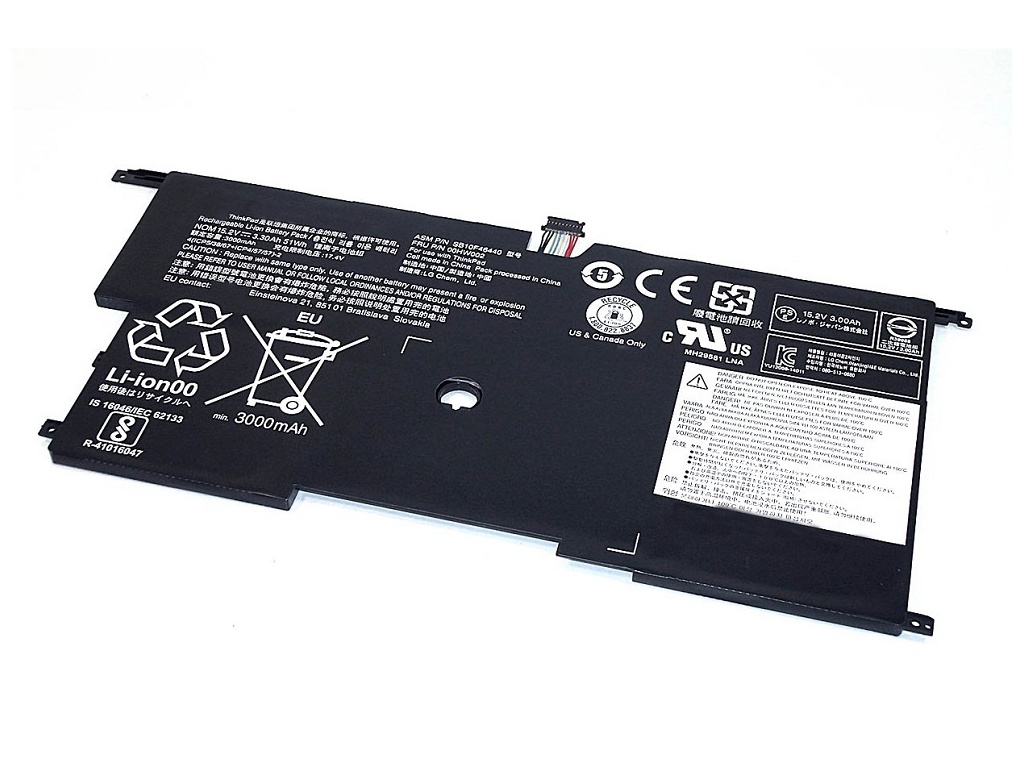 фото Аккумулятор vbparts (схожий с 00hw002) для lenovo thinkpad x1 carbon 20bs 15.2v 51wh 066280