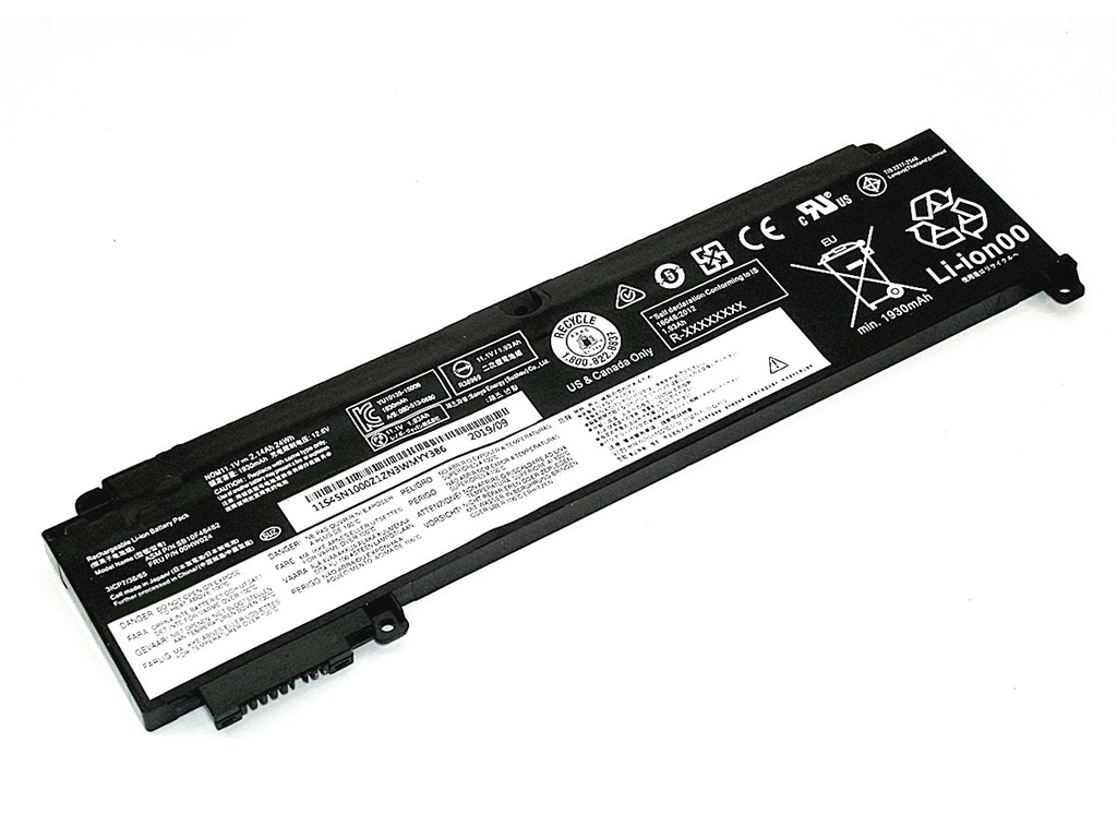 фото Аккумулятор vbparts (схожий с 01av405) для lenovo t460s t470s 11.4v 24wh 2065mah 073966