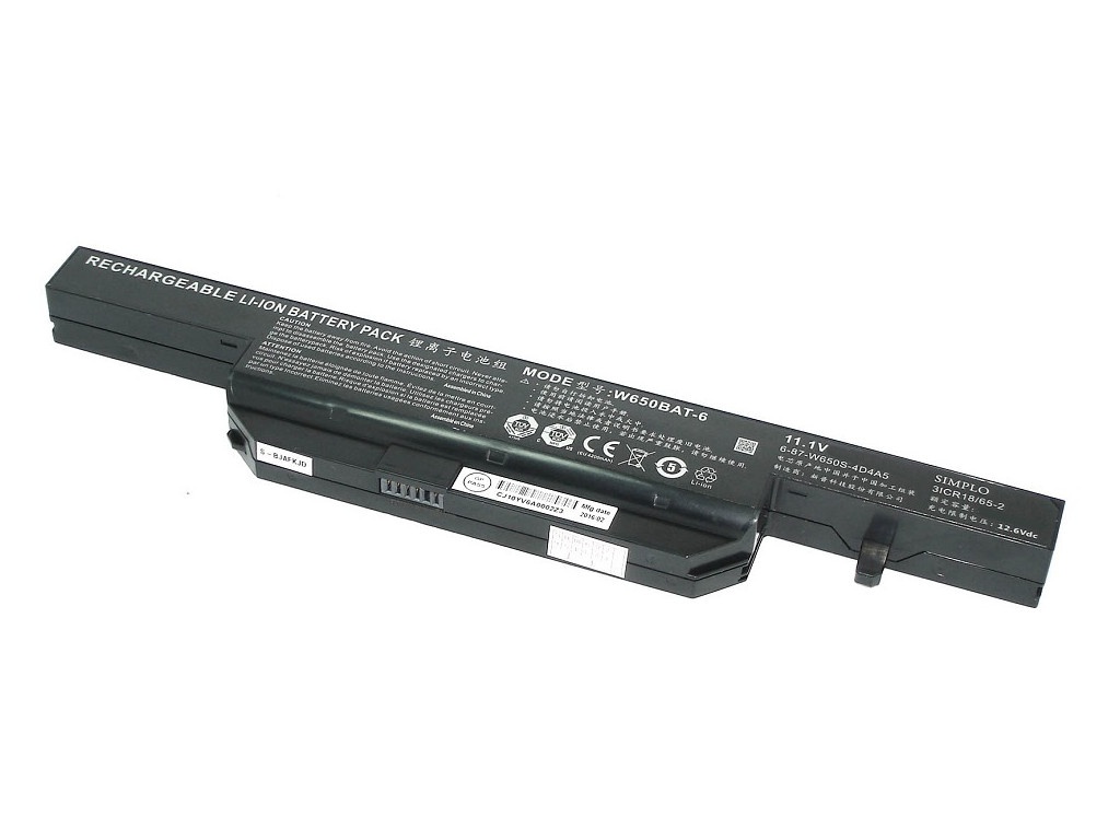 фото Аккумулятор vbparts (схожий с w650bat-6) для dns clevo w650 11.1v 4400mah 058190