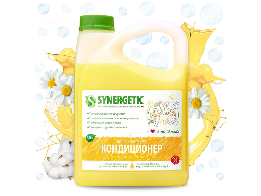 фото Средство кондиционер для белья synergetic цветочная фантазия 2.75l 4623722339836