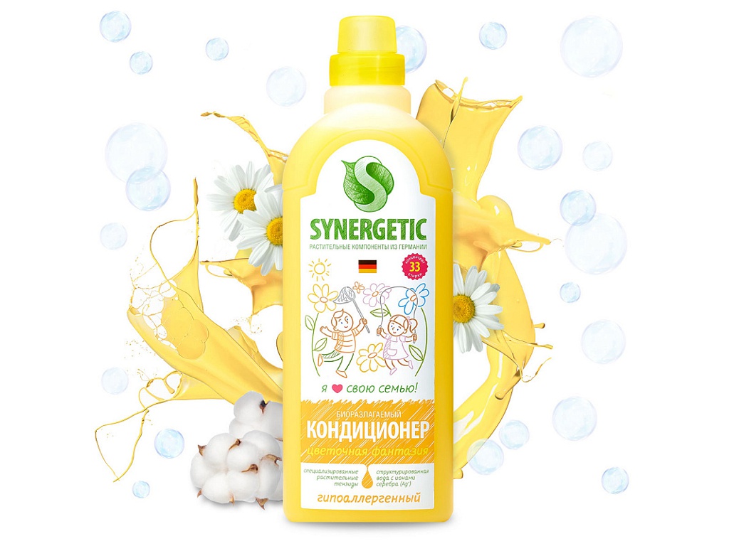 

Средство Кондиционер для белья Synergetic Цветочная фантазия 1L 4623722341303, Цветочная фантазия