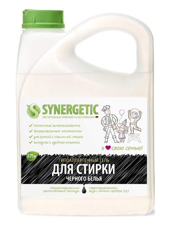 фото Средство гель для стирки черного белья synergetic 2.75l 4607971450269