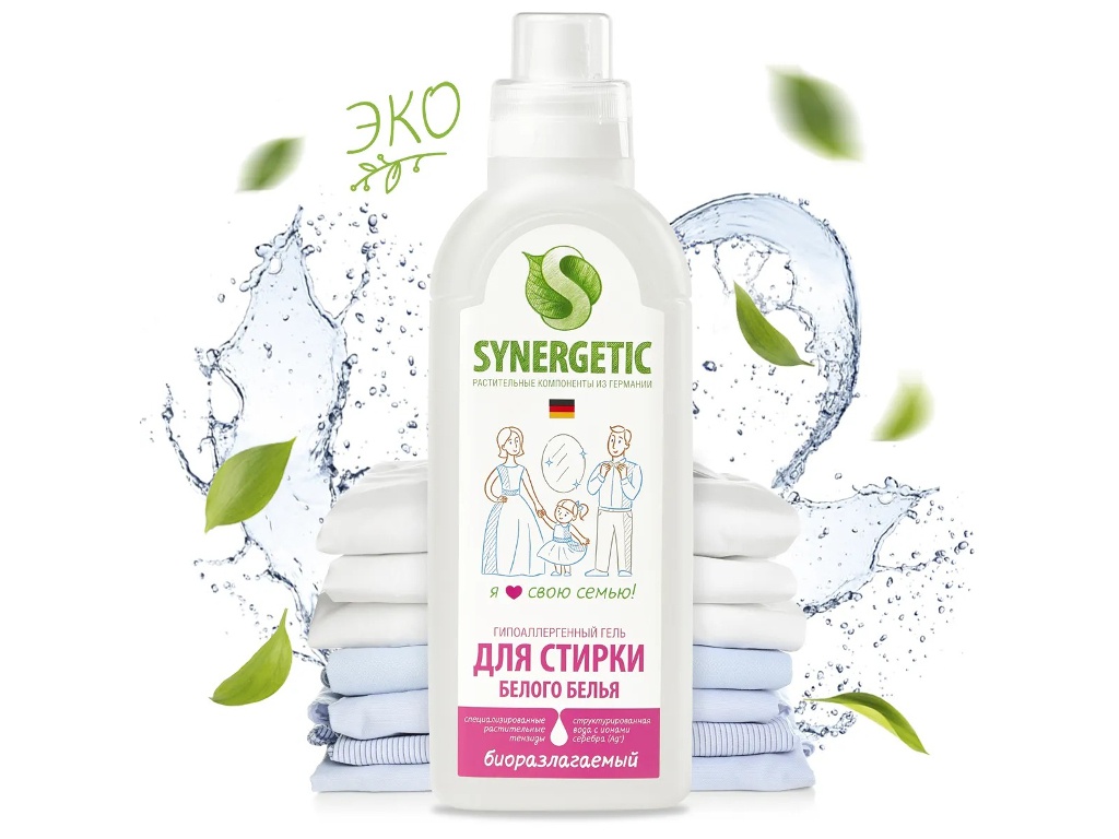 фото Средство гель для стирки белого белья synergetic 750ml 4607971450030