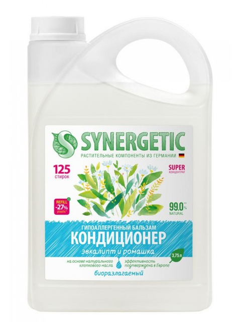 

Средство Бальзам-кондиционер Synergetic Эвкалипт и ромашка 3.75L 4607971452287, Эвкалипт и ромашка