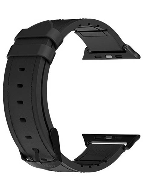 Аксессуар Ремешок SwitchEasy для APPLE Watch 42-44-45mm Hybrid Leather-Silicone Black Black GS-107-214-274-11