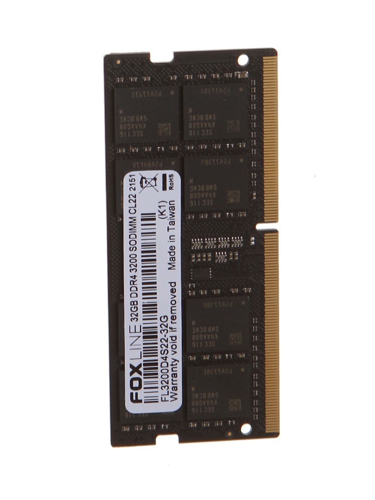 фото Модуль памяти foxline ddr4 so-dimm 3200mhz pc-25600 cl22 - 32gb fl3200d4s22-32g