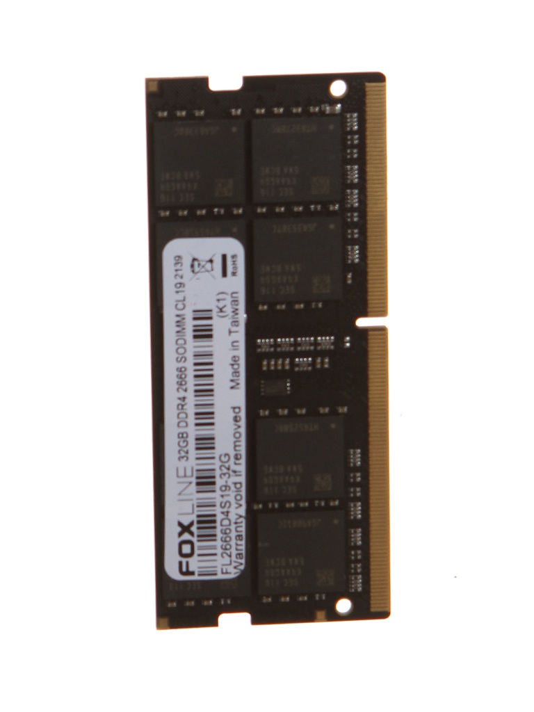 фото Модуль памяти foxline ddr4 so-dimm 2666mhz pc-21300 cl19 - 32gb fl2666d4s19-32g