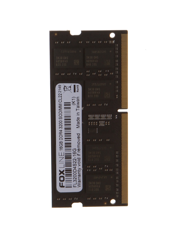 фото Модуль памяти foxline ddr4 so-dimm 3200mhz pc-25600 cl22 - 16gb fl3200d4s22-16g