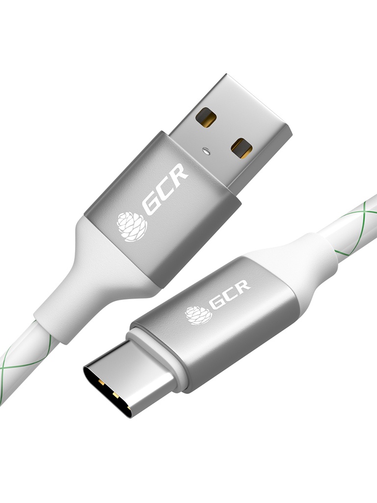 

Аксессуар GCR USB - Type-C 1.5m Silver White GCR-52253, GCR-52253