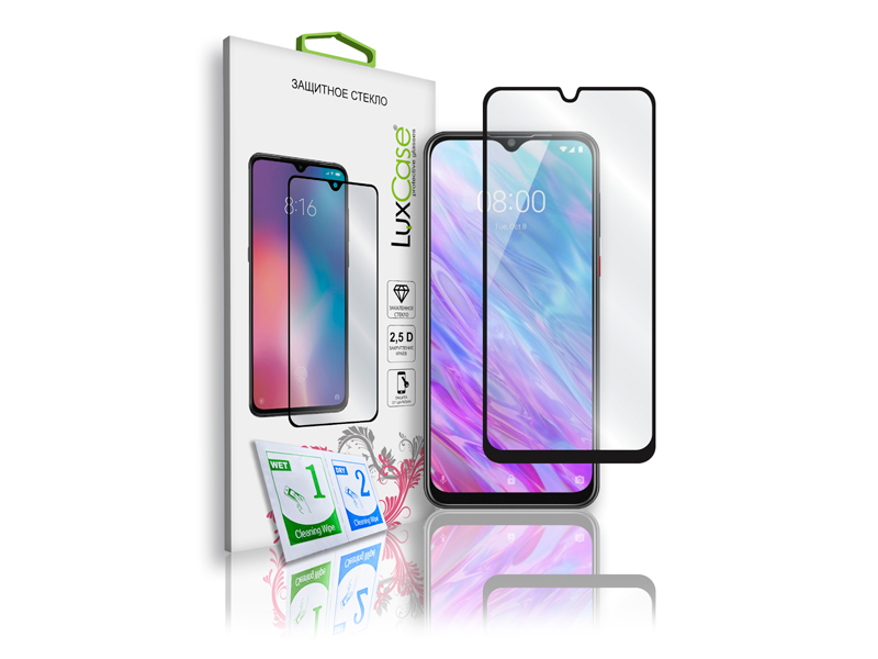 

Защитное стекло LuxCase для ZTE Blade 20 Smart 2.5D Full Glue 0.3mm Black Frame 78199, ZTE Blade 20 Smart