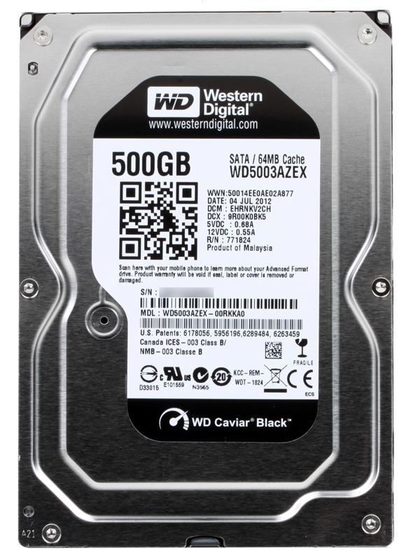 фото Жесткий диск western digital caviar 500gb black wd5003azex выгодный набор + серт. 200р!!!