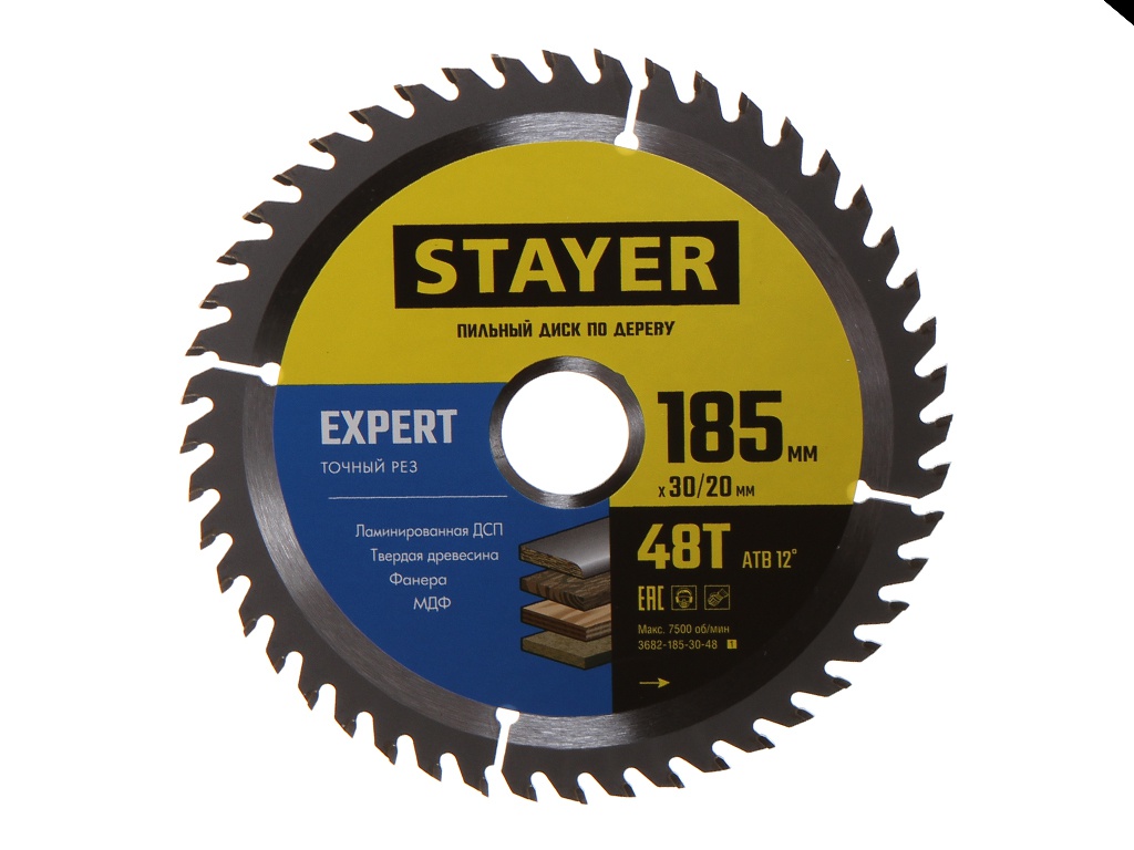 фото Диск stayer expert 185x30/20mm пильный по дереву 3682-185-30-48_z01