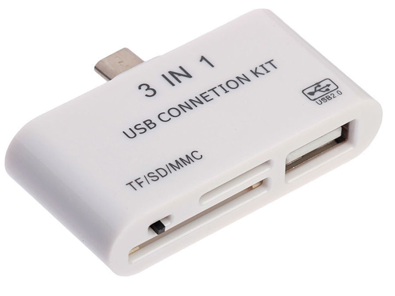 

Карт-ридер OTG Luazon LNCR-100 microUSB/USB/microSD/SD White 2534292, LNCR-100