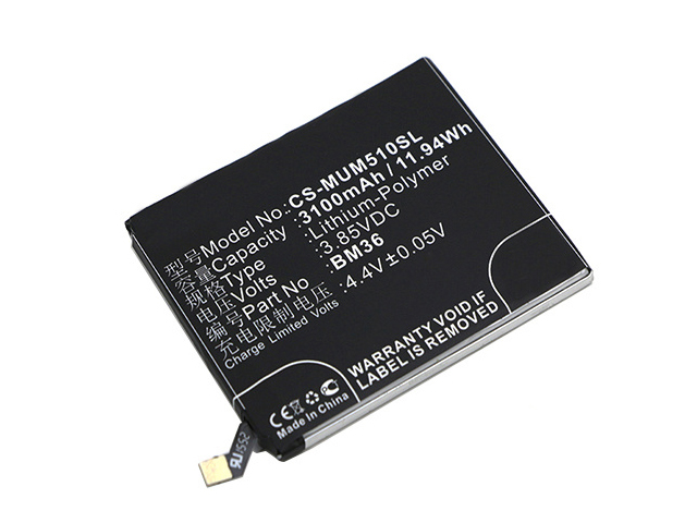

Аккумулятор CameronSino (схожий с BM36) для Xiaomi Mi 5s CS-MUM510SL 3.85V 3100mAh 11.94Wh 066065, CS-MUM510SL