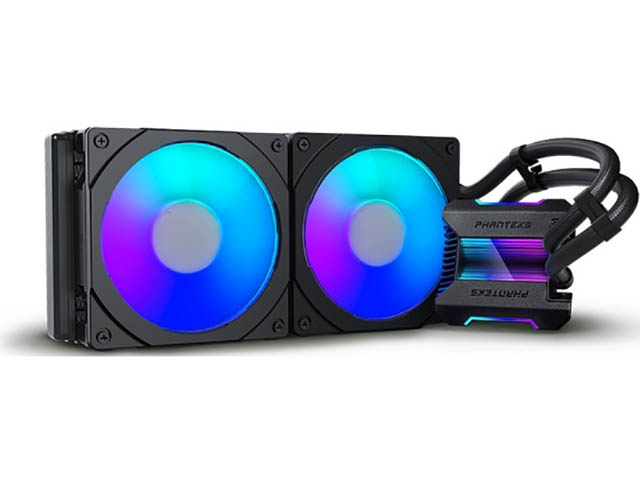 фото Водяное охлаждение phanteks glacier one 280mph 2x140mm pwm fans with halo argb fan frames argb ph-go280mph_dbk01