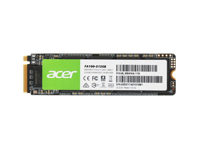 

Твердотельный накопитель Acer M.2 2280 NVMe PCIe FA100 512Gb BL.9BWWA.119, BL.9BWWA.119