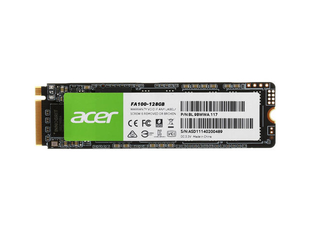 

Твердотельный накопитель Acer M.2 2280 NVMe PCIe FA100 128Gb BL.9BWWA.117, BL.9BWWA.117