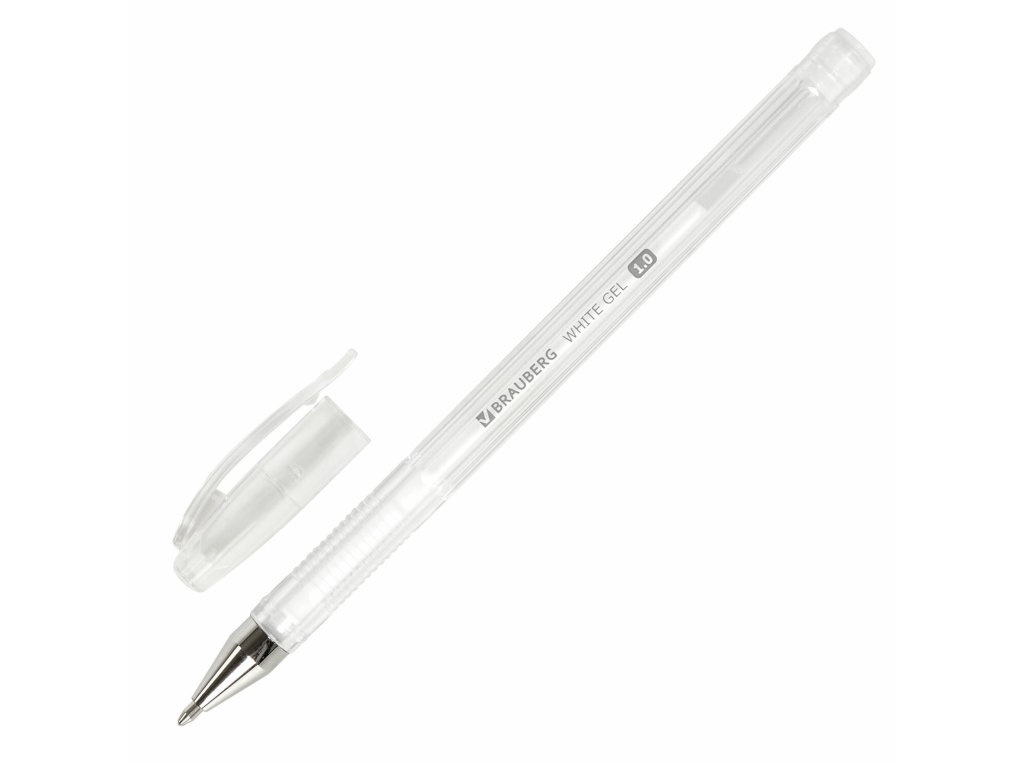 Ручка гелевая Brauberg White Pastel корпус Transparent, стержень White 143417