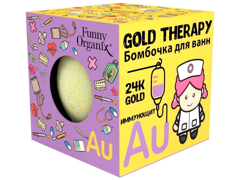 фото Бурлящий шарик funny organix gold therapy 140g 7516300