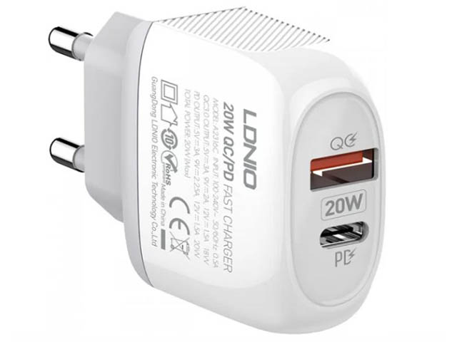 фото Зарядное устройство ldnio a2316c 2xusb + cable usb type-c white ld_b4553