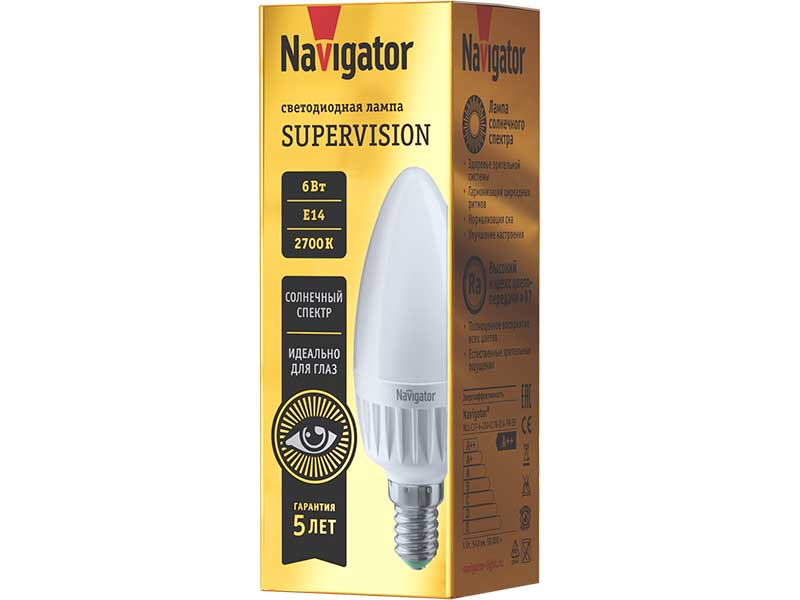 Лампочка Navigator NLL-C37-6-230-2.7K-E14-FR-SV 80 545