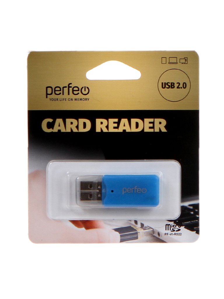 

Карт-ридер Perfeo Card Reader Micro SD PF-VI-R022 Blue PF_С3791, PF_С3791