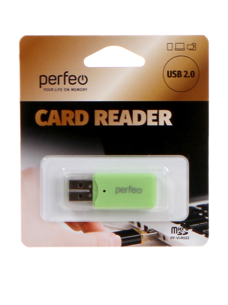 

Карт-ридер Perfeo Card Reader Micro SD PF-VI-R022 Green PF_С3792, PF_С3792