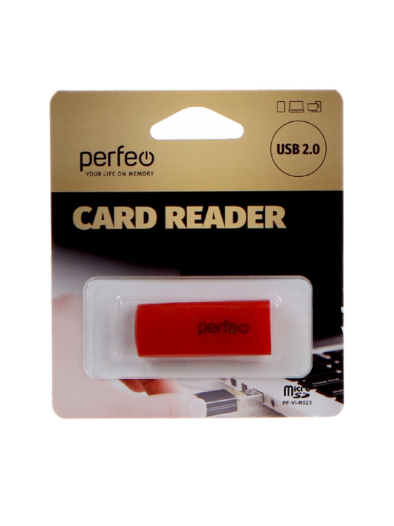 

Карт-ридер Perfeo Card Reader Micro SD PF-VI-R023 Red PF_С3795, PF_С3795