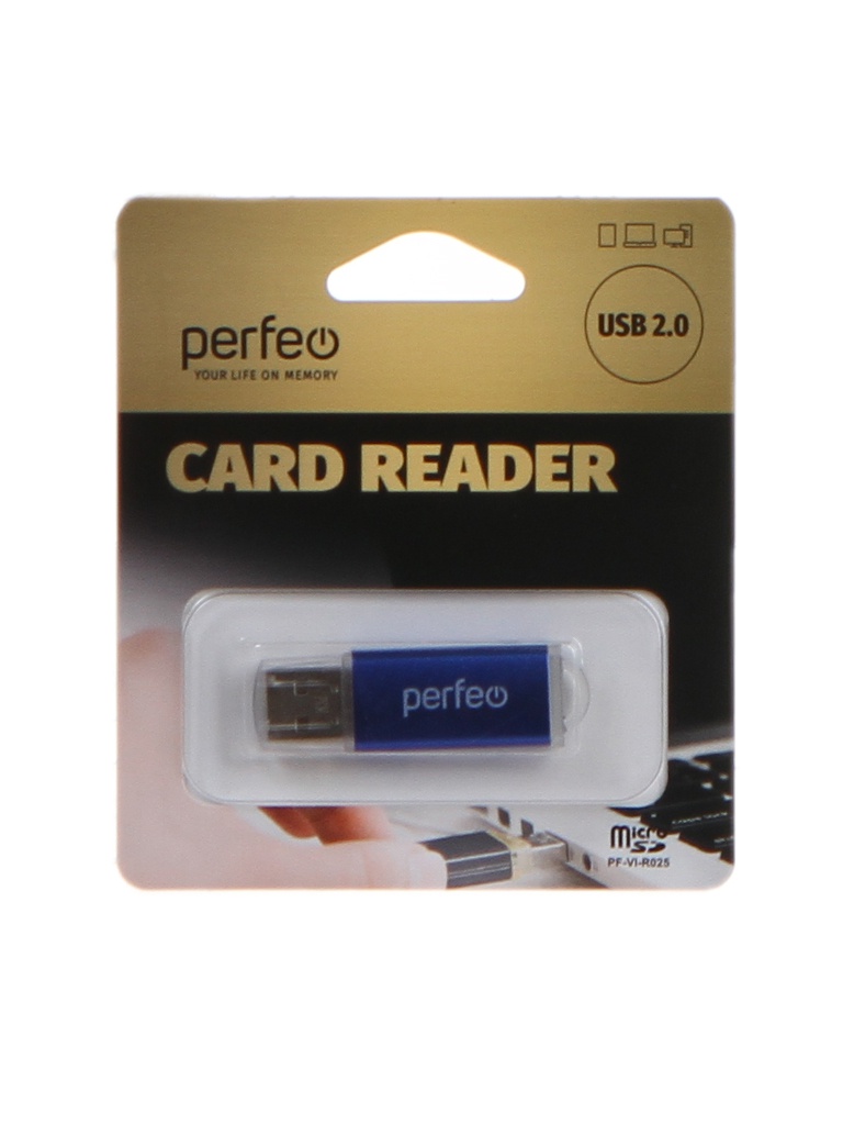 

Карт-ридер Perfeo Card Reader Micro SD PF-VI-R025 Blue PF_С3799, PF_С3799