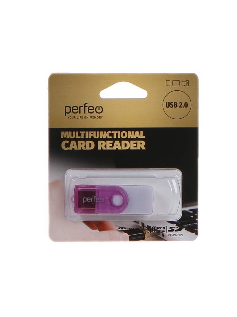 

Карт-ридер Perfeo Card Reader SD/MMC+Micro SD+MS+M2PF-VI-R020 Purple PF_С3787, PF_С3787