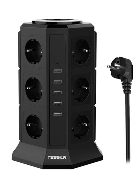 фото Сетевой фильтр tessan 12 sockets 2m tp-va5u12e