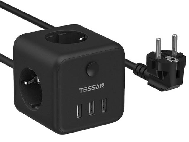 фото Сетевой фильтр tessan ts-301 3 sockets 1.5m black