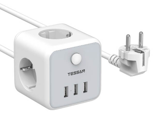 фото Сетевой фильтр tessan ts-301 3 sockets 1.5m grey