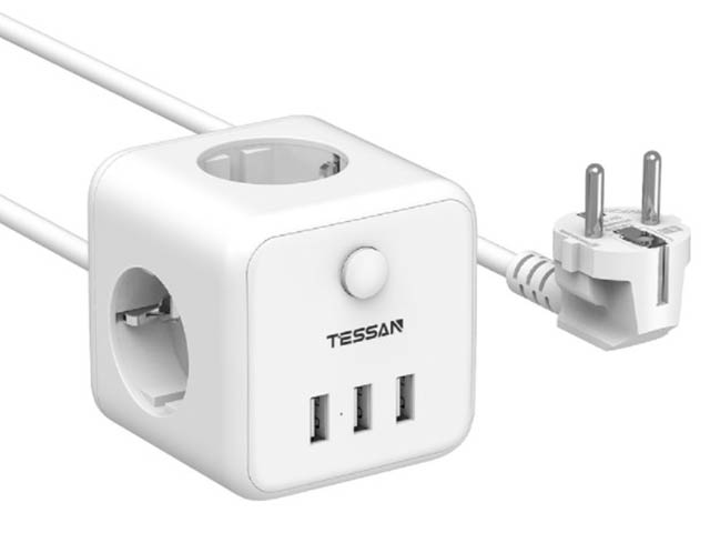 фото Сетевой фильтр tessan ts-301 3 sockets 1.5m white