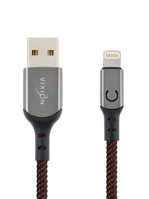 Аксессуар Vixion K9 Ceramic USB - Lightning 1m Black-Red GS-00008319