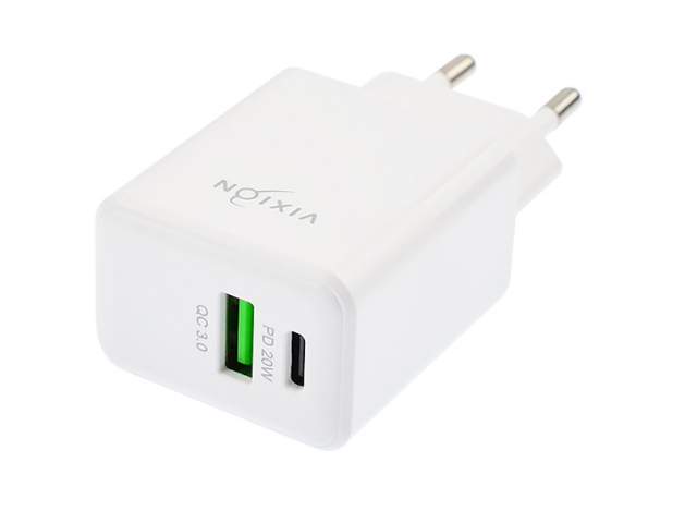 фото Зарядное устройство vixion special edition h13 1xusb 3a + 1xtype-c power delivery 20w white gs-00015623